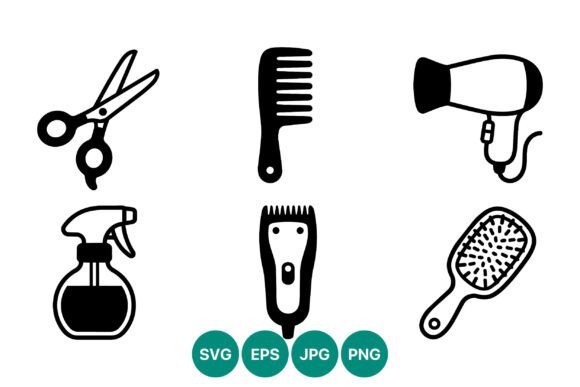 Download Hair Salon Tools Icon Set Black White - White Collection