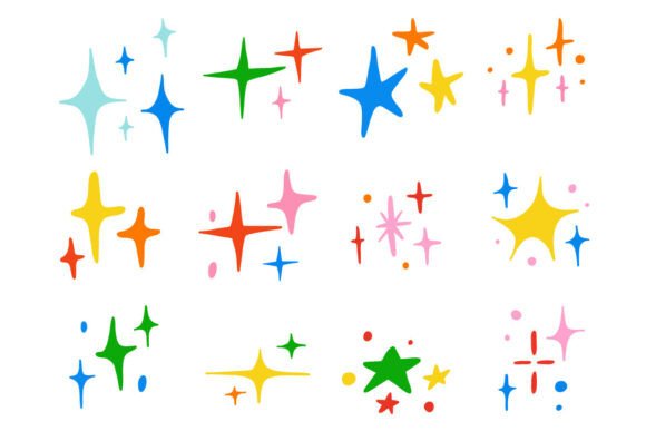 Download Colorful Sparkle Star Burst Element Set - Colorful Collection