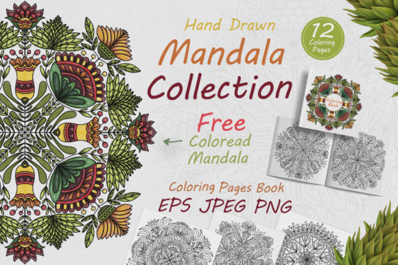 Download Hand Drawn Mandalas in Folk Style Flower - Hand Collection