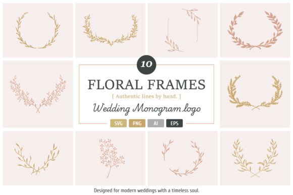 Download Hand Drawn Floral Wedding Monogram Frame - Hand Collection