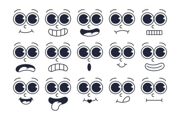 Download Expressive Retro Cartoon Faces Icon Set - Car Collection