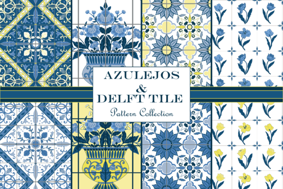 Download Delft Tile Seamless Patterns, Blue White - White Collection