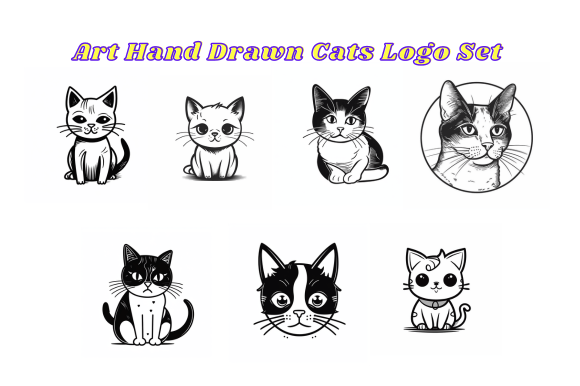 Download Art Hand Drawn Cat Logo Set - Hand Collection