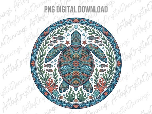 Download Round Ornate Boho Sea Turtle PNG - Ornate Collection