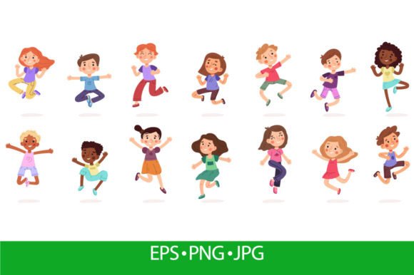 Download Happy Jumping Kids, Cute Active Cartoon - Car Collection