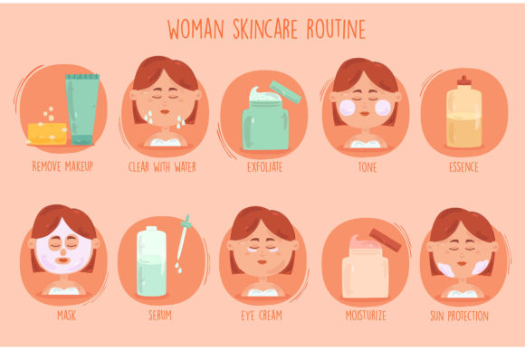 Download Women Skincare Routine Illustration - Car Collection