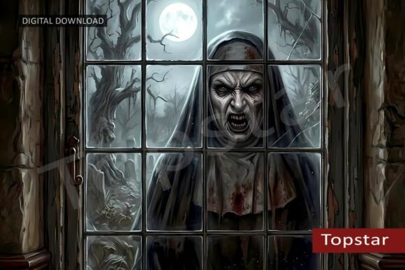 Download Scary Nun Creepy Old Face Spooky Window - Car Collection