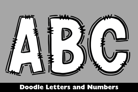 Download White Doodle Letters and Numbers - White Collection